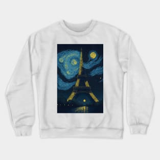 starry night paris with eiffeltower Crewneck Sweatshirt